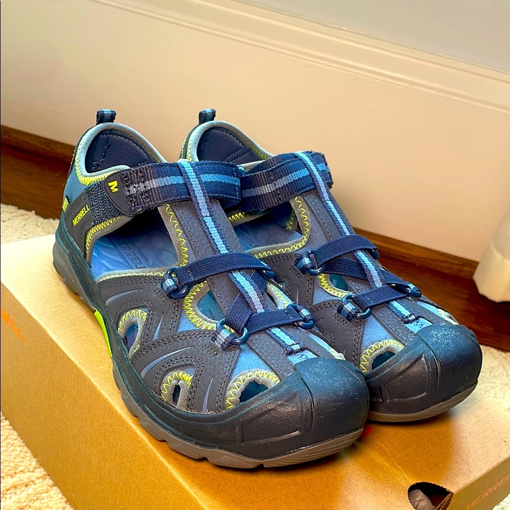 Merrell NWB Hydro Sandals Navy & Green size big kids 6W - never worn